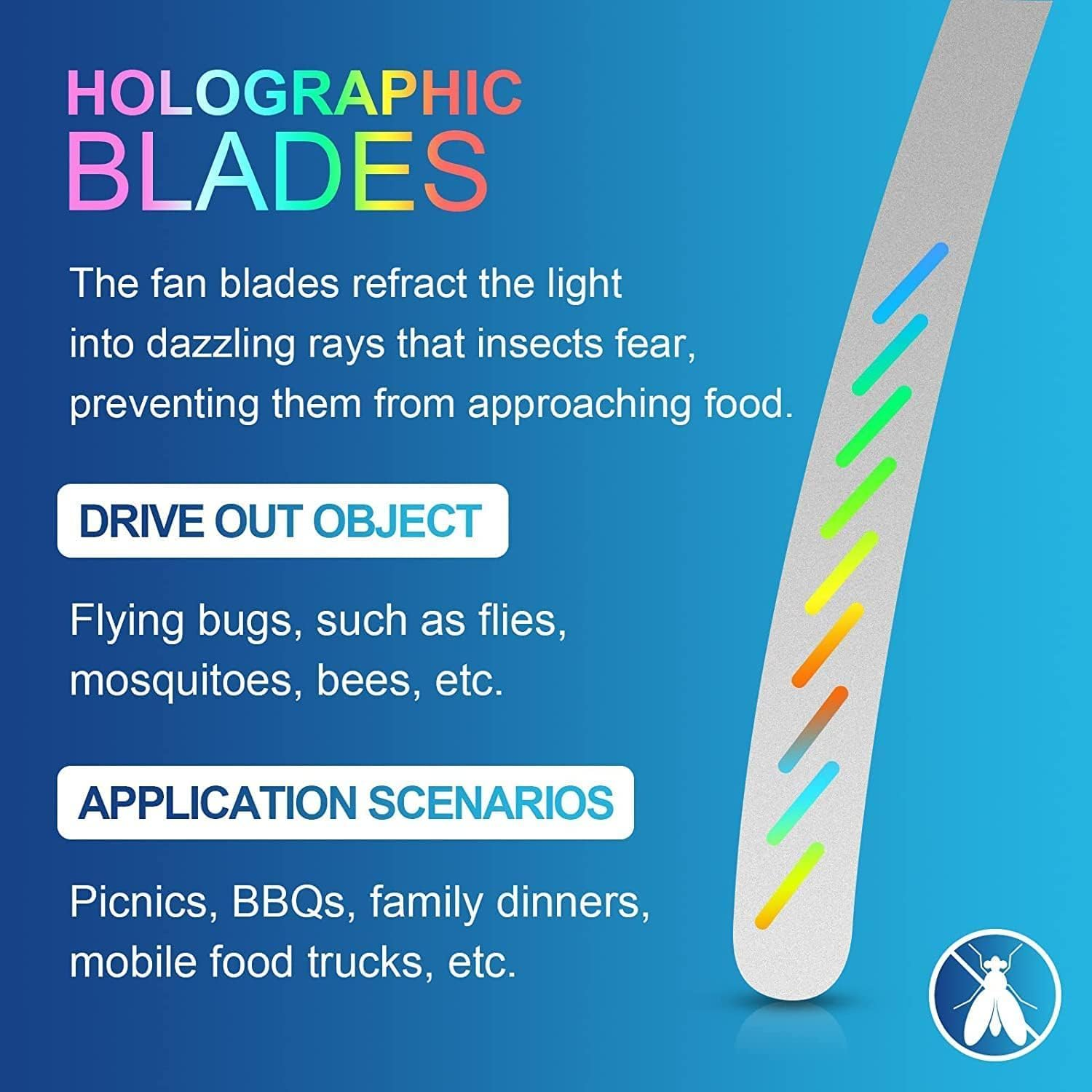 Fly Repellent Fan,Holographic Blade Dining Table Mosquito Repellent Fan,Outdoor Indoor Mosquito Repellent Fan,Portable Party Dining Fan,Battery Powered. image number 5