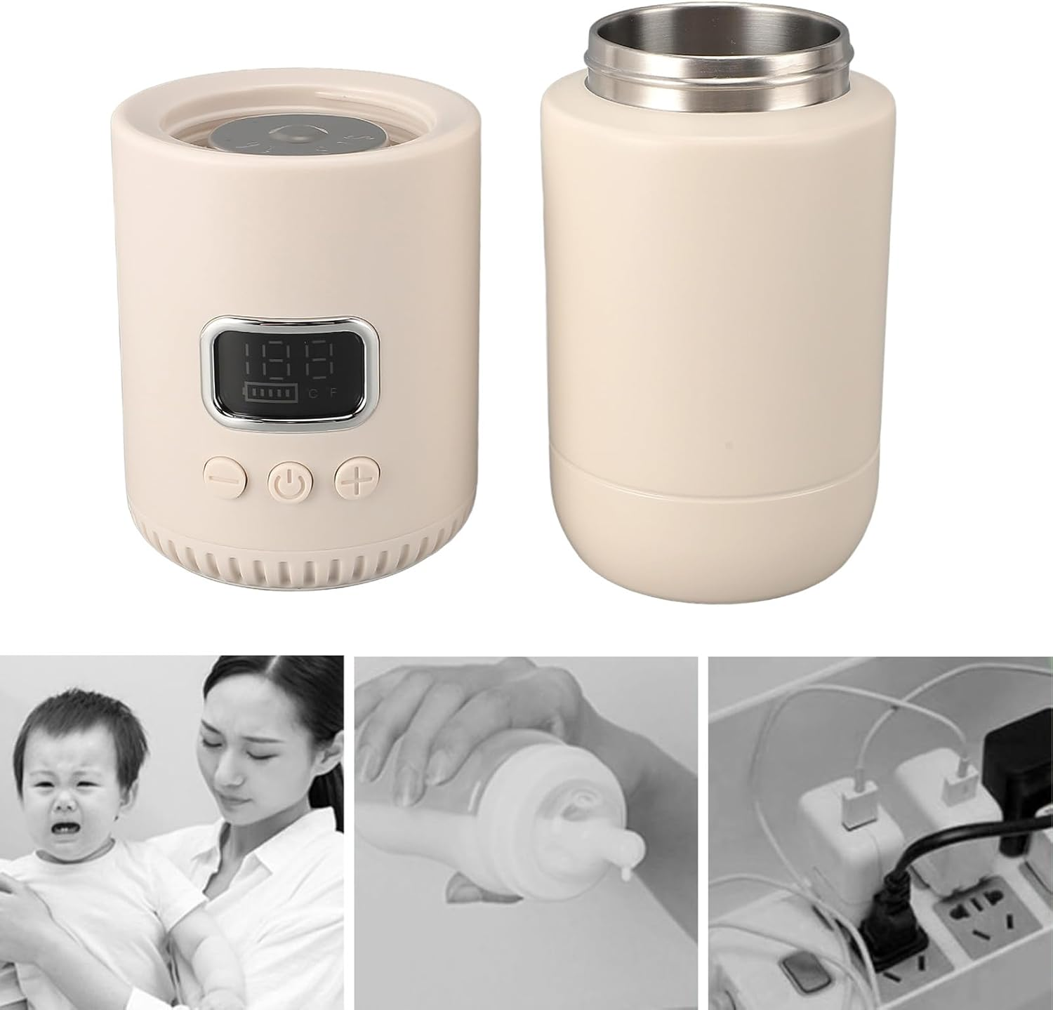 Portable Bottle Warmer for Travel, Portable Milk Warmer for Baby, 400ML 10000Mah Cordless Milk Warmer 55℃ Fast Heating 10000Mah USB Rechargeable for Outdoor