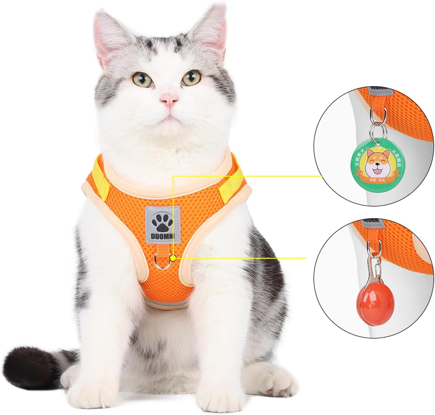 Cat Harness Set with Lead, Automatic Cat Harness with 3 M / 9.84 Feet, Cat Lead, Adjustable, Escape Proof Cat Harness, Escape Proof with Lead and Night Reflector, Soft Cat Vest image number 1