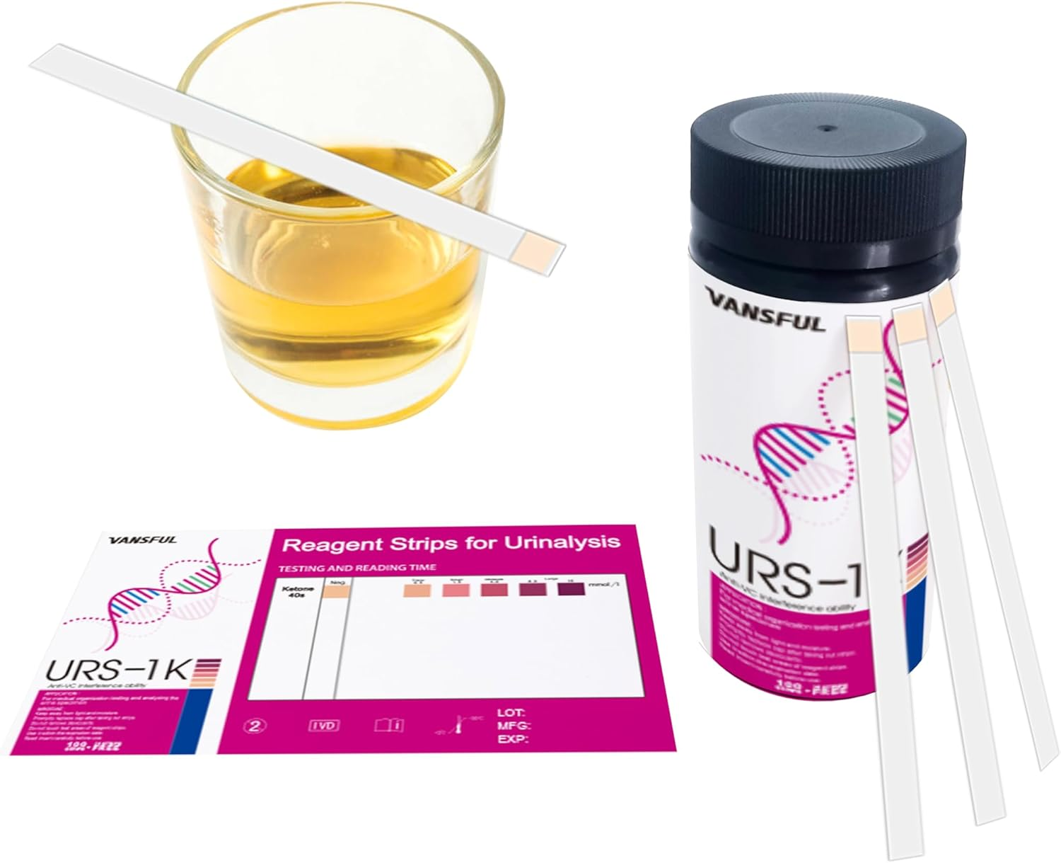 JUMXSRLE Urine Test Strips, URS-1K Ketone Urine Strips, Accurate Results, Urinalysis Home Testing Stick Kit to Help Monitor Your Health, Urine Strips Dipsticktests image number 1