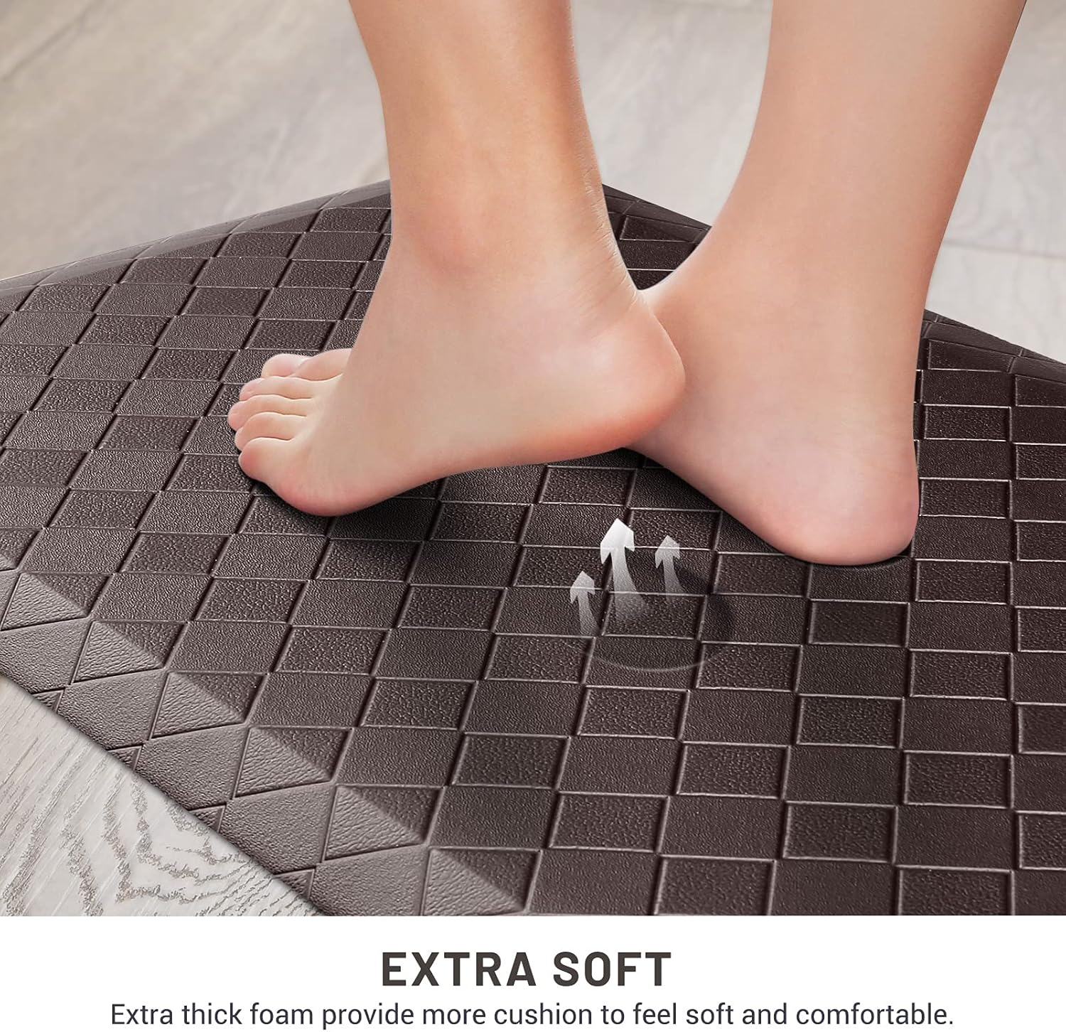 Happytrends Kitchen Mat Cushioned Anti-Fatigue Kitchen Rug,17.3"X39",Thick Waterproof Non-Slip Kitchen Mats and Rugs Heavy Duty Ergonomic Comfort Rug for Kitchen,Floor,Office,Laundry,Chocolate image number 7