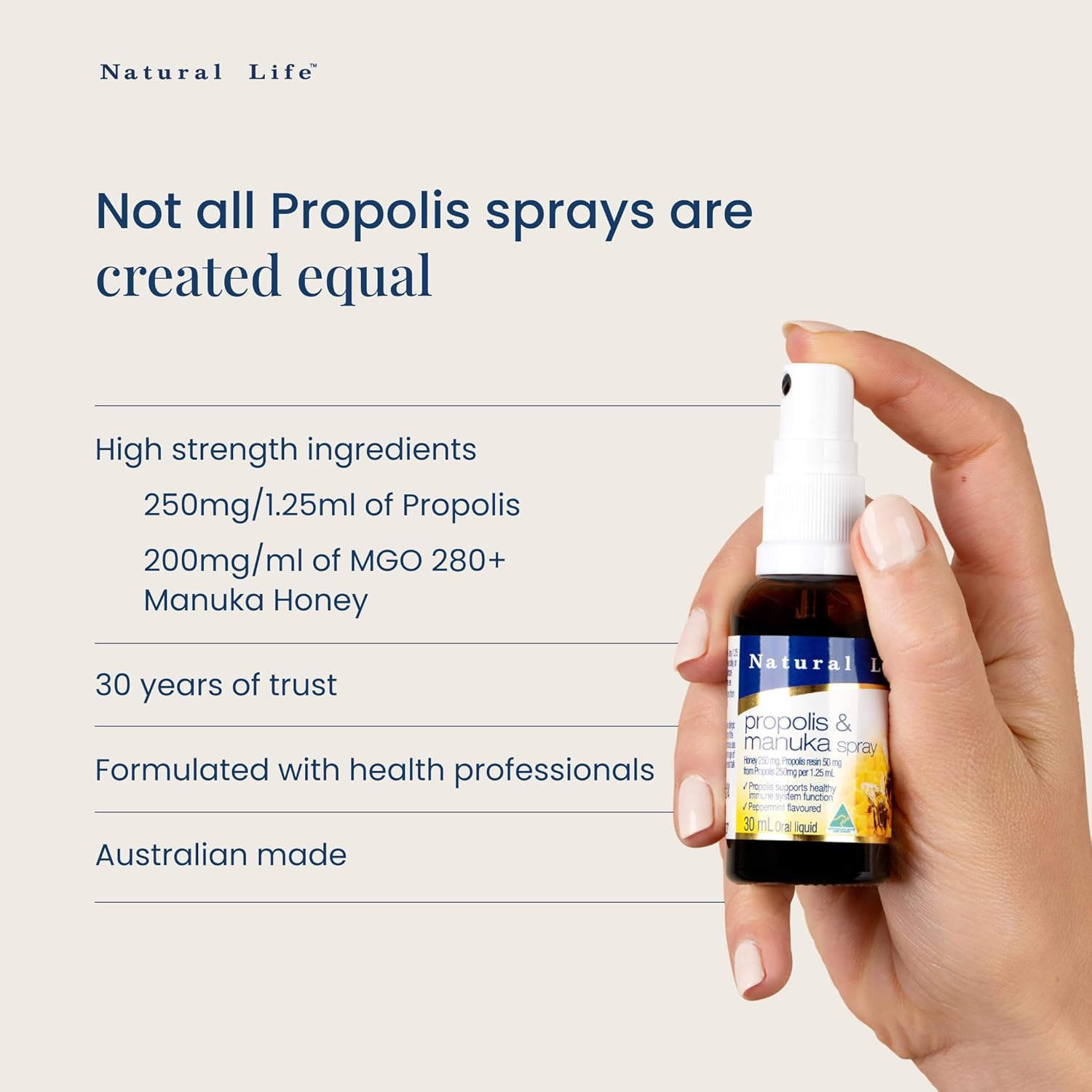 Natural Life&trade; Propolis & Manuka Honey Spray | 30Ml | 20% (4-Pack) image number 1