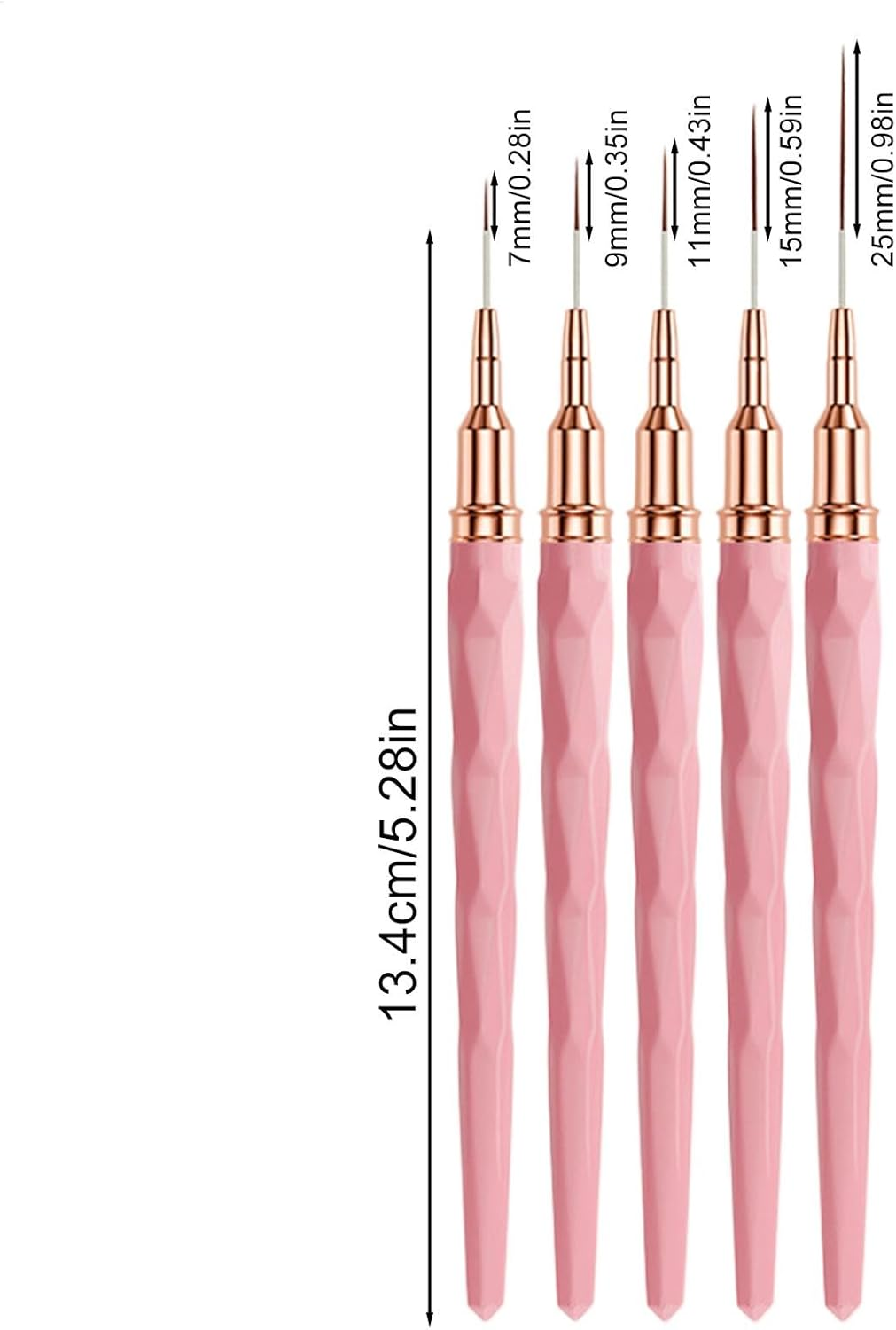 Nail Design Brushes,Fine Tip Nail Detail Brush | Sizes 7/9/11/15/25Mm, French Tip Tool Nail Tech Supplies for Women Girls Home Salon - Pink image number 4