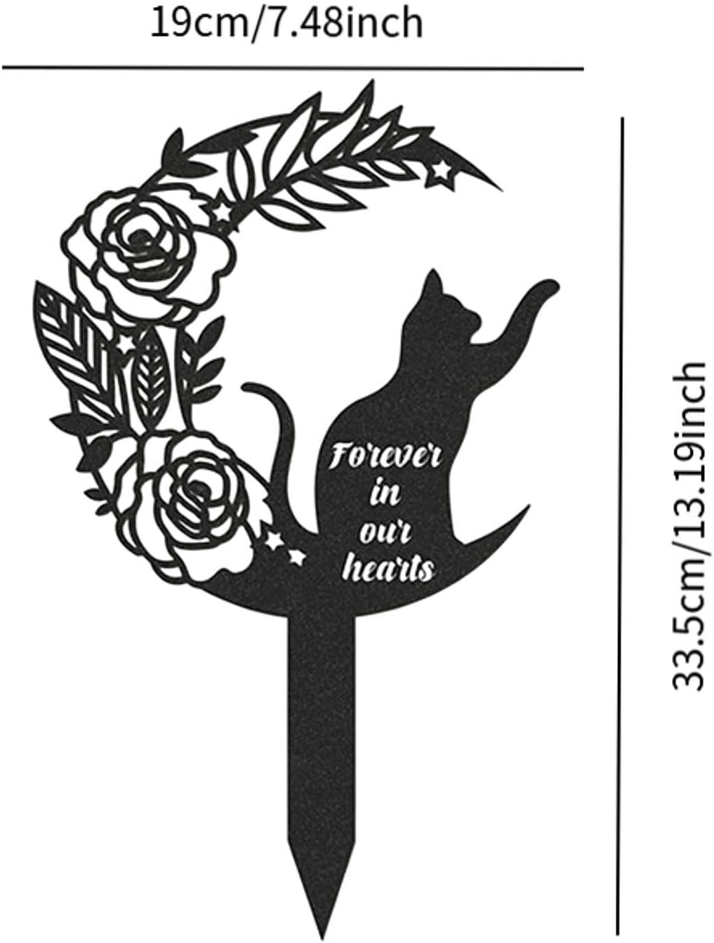 MFMEXUL Cat Memorial Post, Pet Memorial Grave Marker, Silhouette, Statue, Cat, Metal, Decorative Stake for Garden, outside Terrace, Courtyard