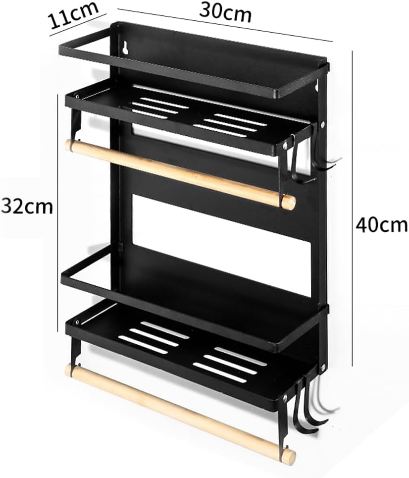 Refrigerator Rack,Magnetic Spice Rack,Refrigerator Shelf,Moveable Magnetic Fridge Organizer,Household Condiment Rack,For Kitchen Organization and Storage image number 1