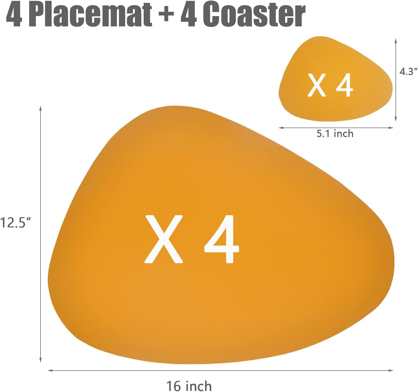 Faux Leather Placemats and Coaster Sets of 4 round - Washable Non-Slip PU Table Mat Wipeable Hot Resistant Place Mats for Kitchen Table (Blue-Yellow, 4) image number 3