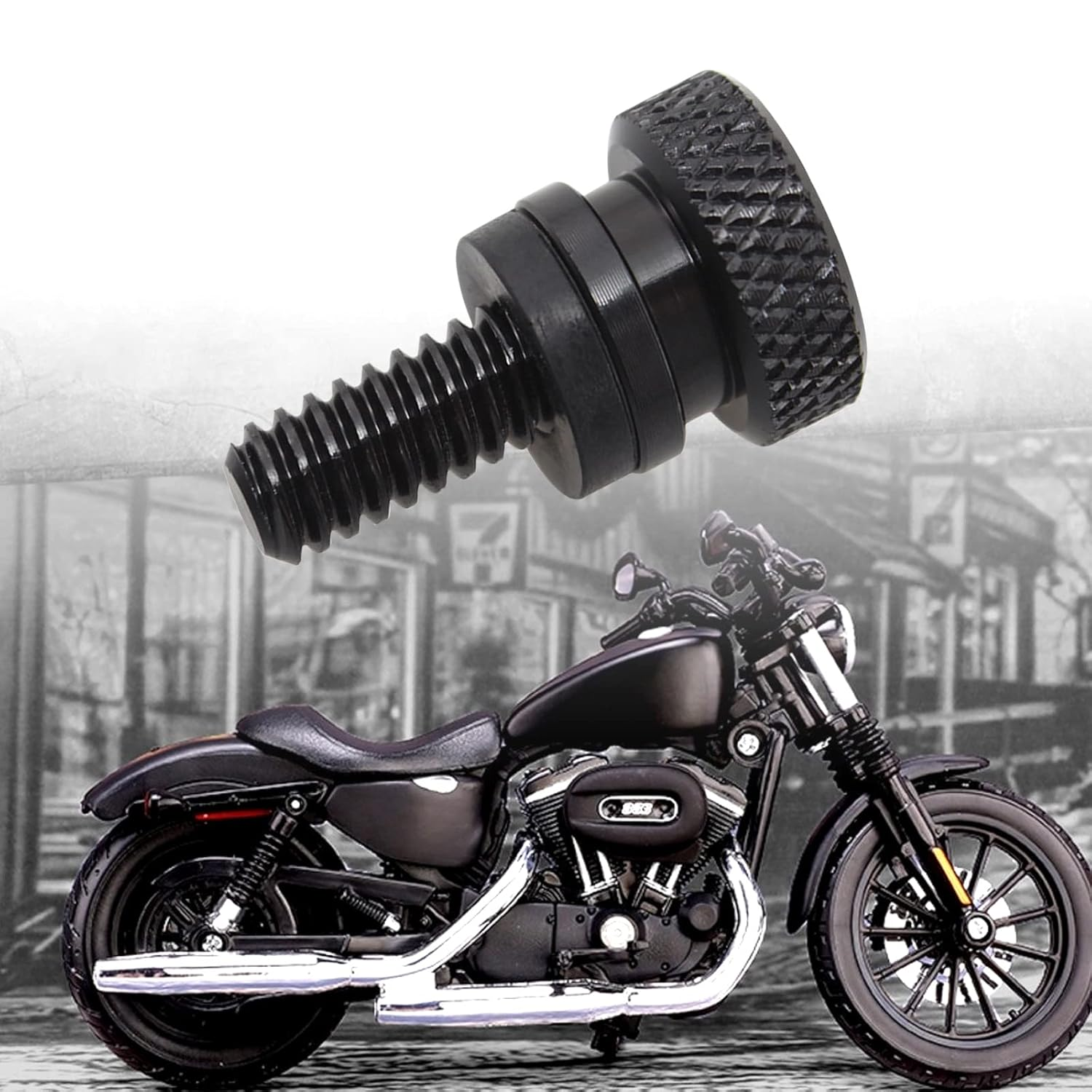 Pack of 1 Seat Screw, Motorcycle Modification Accessories, Knurled Fender Seat Bolt, Compatible with Harley Davidson (Black) - Silver image number 2