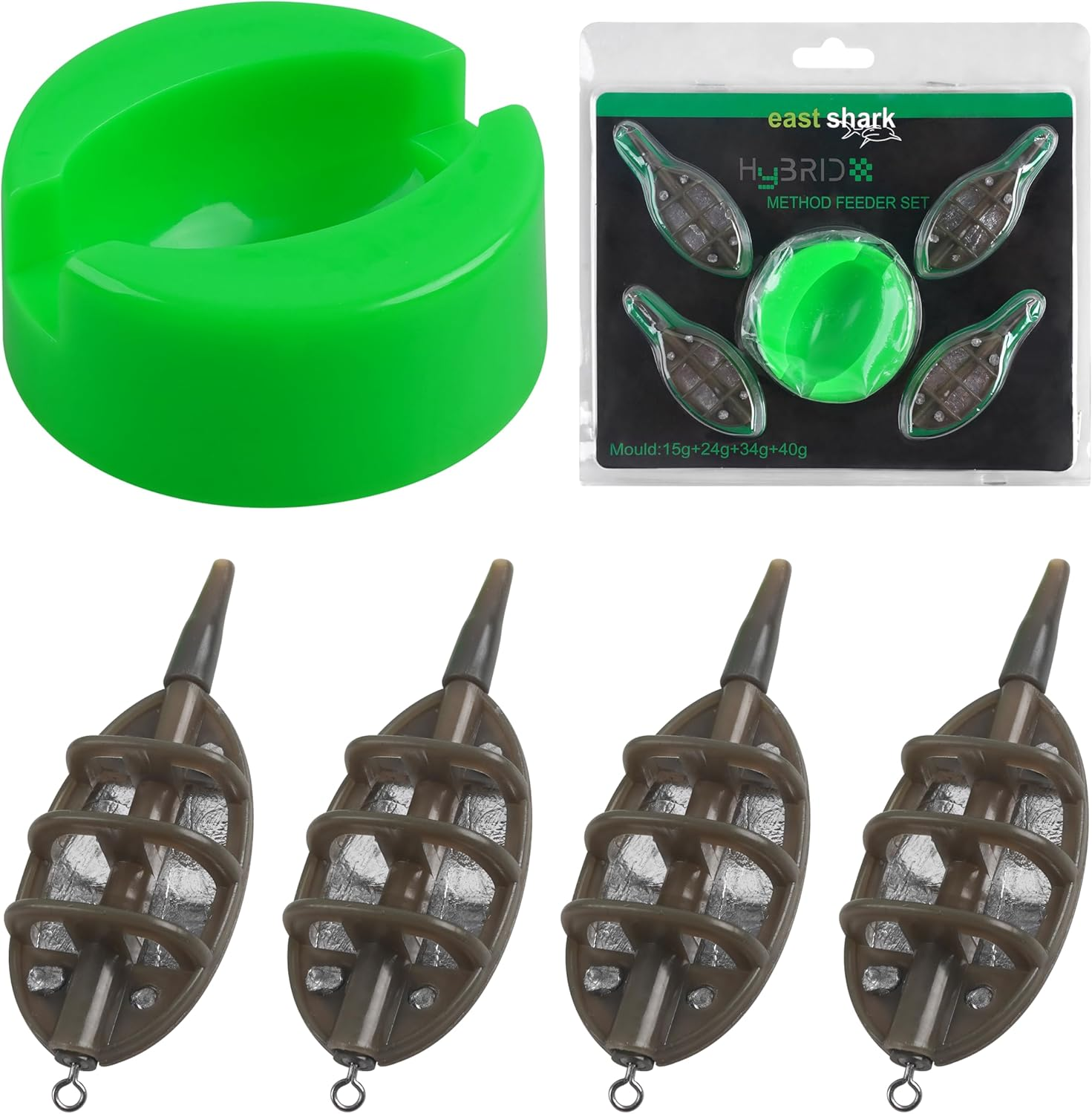 OROOTL Fishing Inline Method Feeder Set, 15G-60G Inline Flat Method Feeder with Quick Release Moulds, Mould Set Carp Fishing Accessories for Bait Holder image number 4