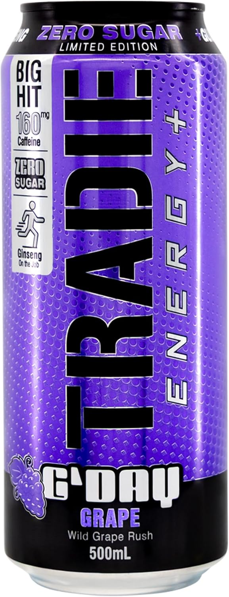 TRADIE G'Day Grape Sugar Free Energy Drink 12 X 500Ml image number 3