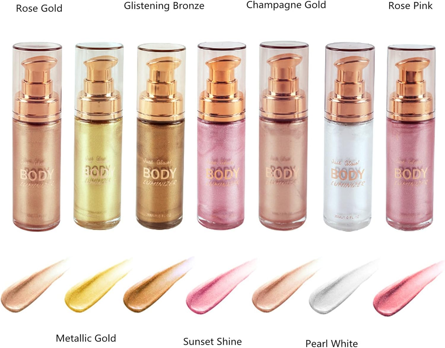 MAEPEOR Body Luminizer 6 Colors Waterproof Smooth Shimmer Face Glow Illuminator Non-Sticky Liquid Highlight (30 ML, 06 Rose Pink) image number 5