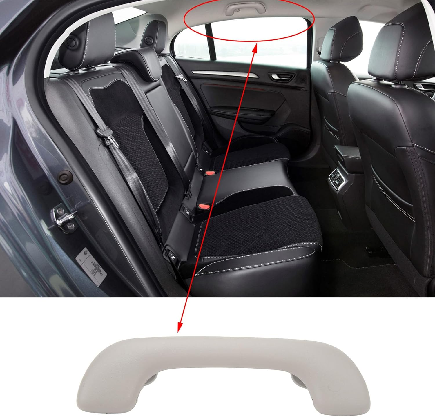 Grcfumo Interior Roof Pull Grab Handle, 739410013R Grey Front Inner Roof Pull Handle Grab, Comfortable Front Roof Handle for Specific Car Model image number 5