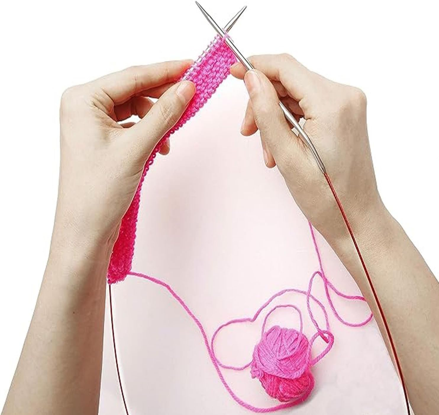 6Pcs 80Cm Circular Knitting Needles Set,6 Sizes Stainless Steel Knitting Needles,Knitting Needles round with Cable,Long & Smooth Metal round Needles,Size 2.25Mm 3.25Mm 4Mm 5Mm 7Mm 9Mm image number 6