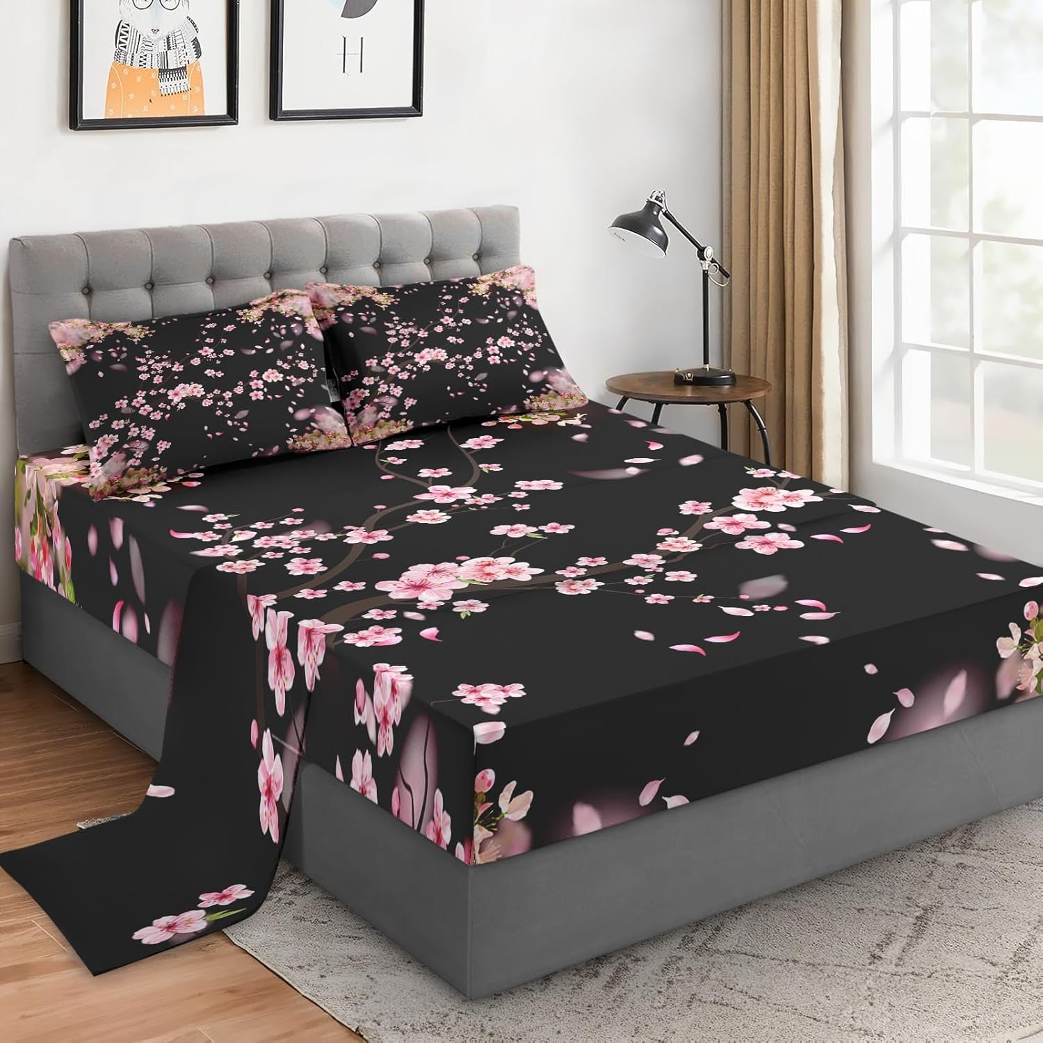 Wecozy Full Size 4 Pcs Bed Fitted Sheet Set with 14" Deep Pocket, Summer Seashell Beach Flat Sheet Set for Kids and Adults, Blue Sea Shell Animal Bedding with 2 Pillowcases for Bedroom Decor