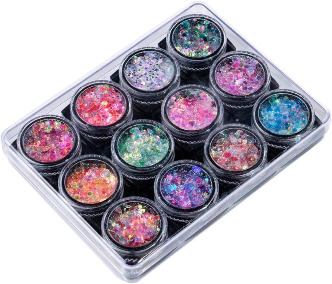 NOLITOY 2Pcs Sequined Body Gels Set Colors Brilliant Facial Body Decor for Makeup Manicure image number 4