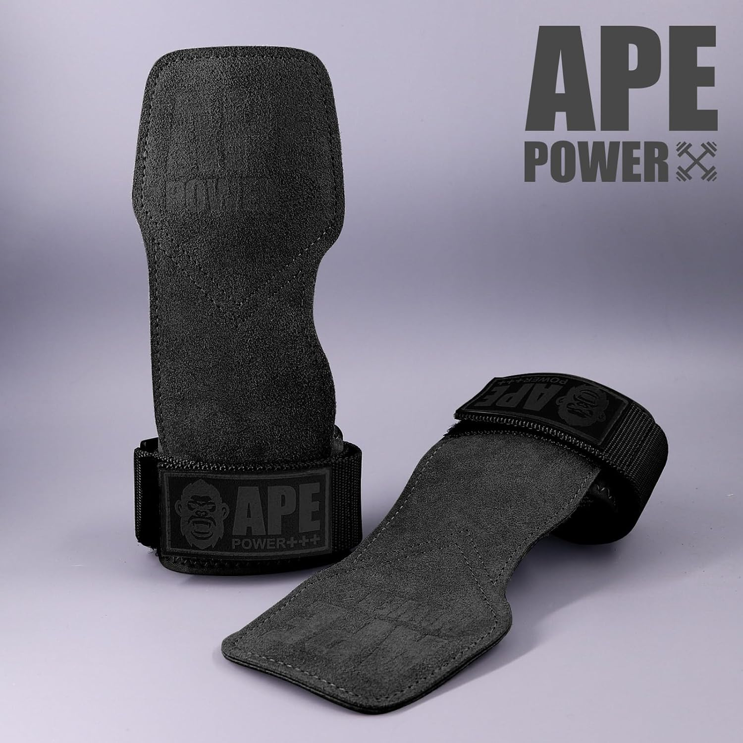 Power Ape Weight Lifting Gloves with Wrist Support, Gym Wrist Straps for Weightlifting and Workout, Power Weightlifting Gym Gloves，Exercise Straps ，Lifting Grips Hand Straps for Men and Women（Black） image number 1