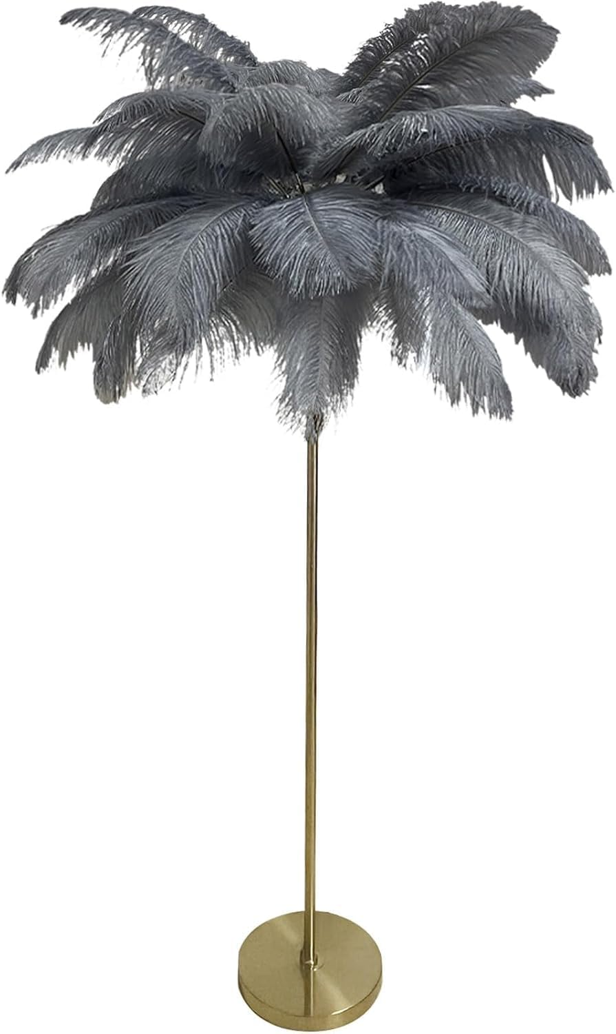 Luxurious Ostrich Feather Floor Lamp&ndash;This Elegant Floor Lamp Features 48 Natural Ostrich Feathers, Offering a Soft, Warm Glow and Creating a Glamorous Atmosphere in Your Living Room image number 4