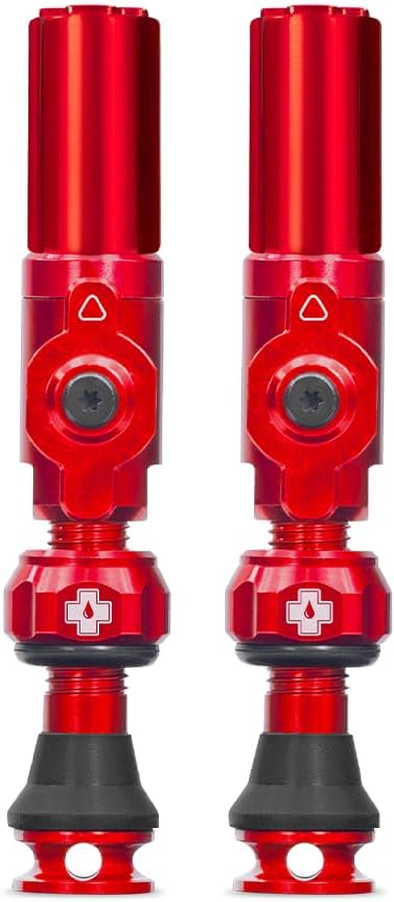 Muc-Off Big Bore Hybrid Tubeless Valves, Red 45Mm - Precision Engineered Dust Caps for Bikes with Revolutionary Airflow Technology - Schrader Valve Caps for Tubeless Mtb/Road/Gravel Bikes image number 1