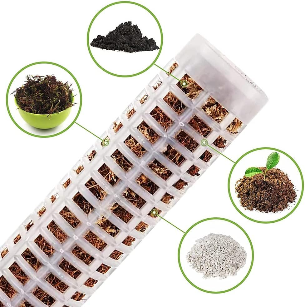 Qeunrtiy 6Pcs Plastic Moss Pole 15 Inch Transparent Moss Mesh Pole Small Moss Pole Stake for Plants Monstera Potted Plants