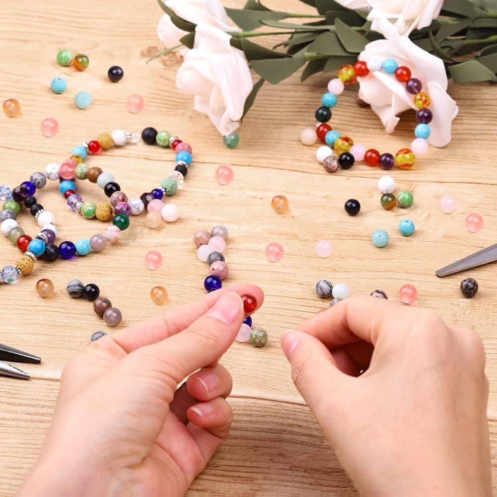 Natural Stone Beads, Cridoz 200Pcs Gemstone Beads with Assorted Color for Jewelry Making Bracelet Necklace image number 1