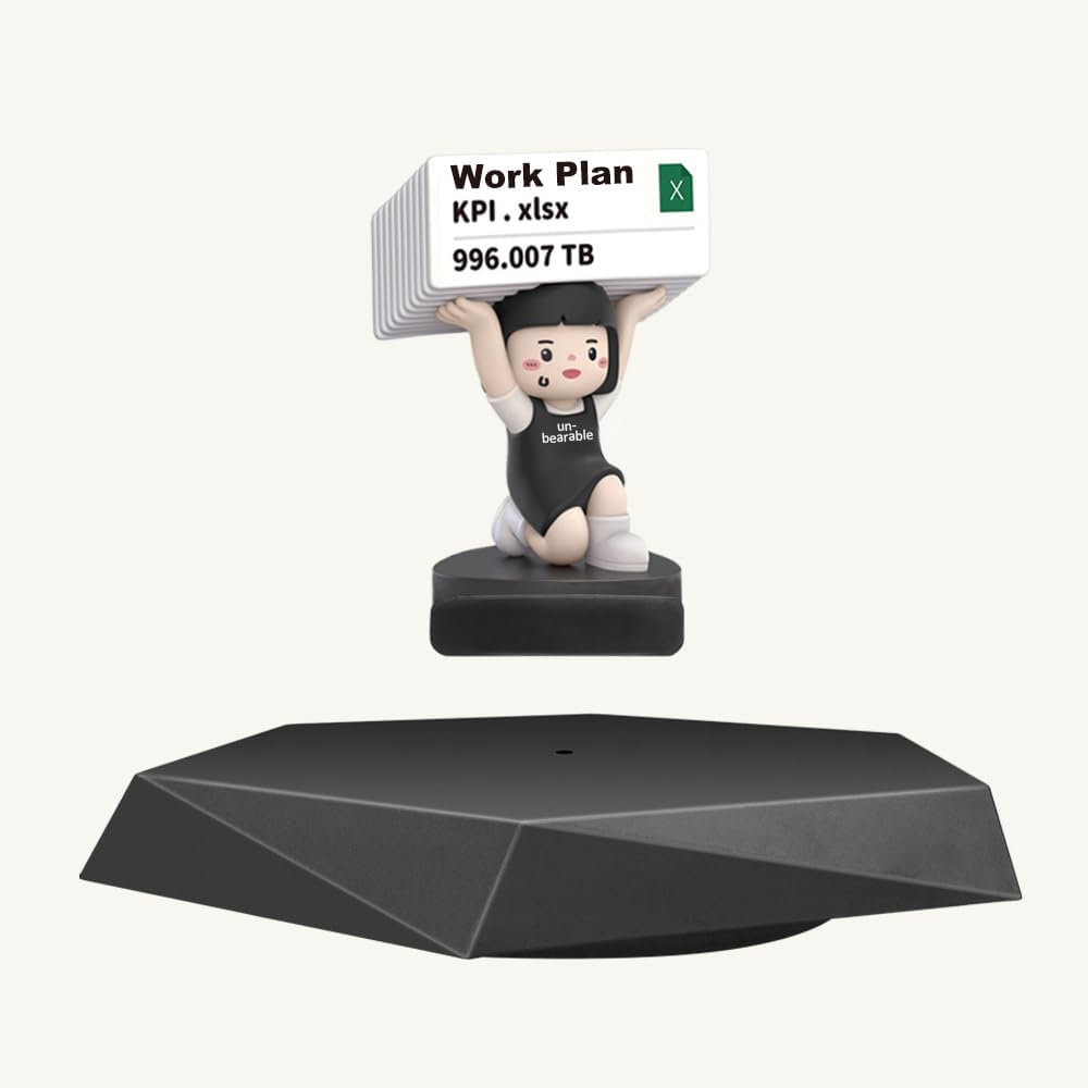 Levitating Display Stand, Magnetic Floating Display for Toys, Figures, Miniatures, 360&deg; Automatic Rotating Stand, Levitating Decor for Home & Office, Birthday &, Black Plastic image number 5