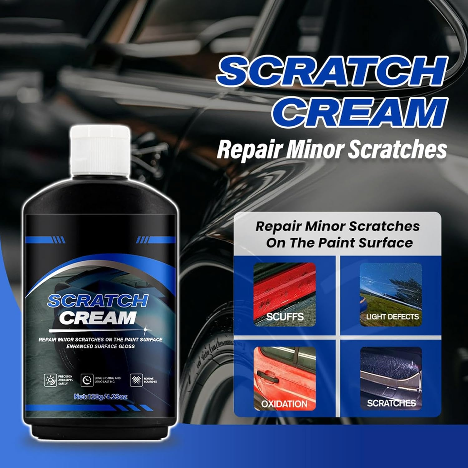 Car Paint Scratch Repair | Paint Restorer Repair Scratches,Auto Scratch Remover & Polishing Wax, Automotive Paint Repair for Car Refurbishment image number 2