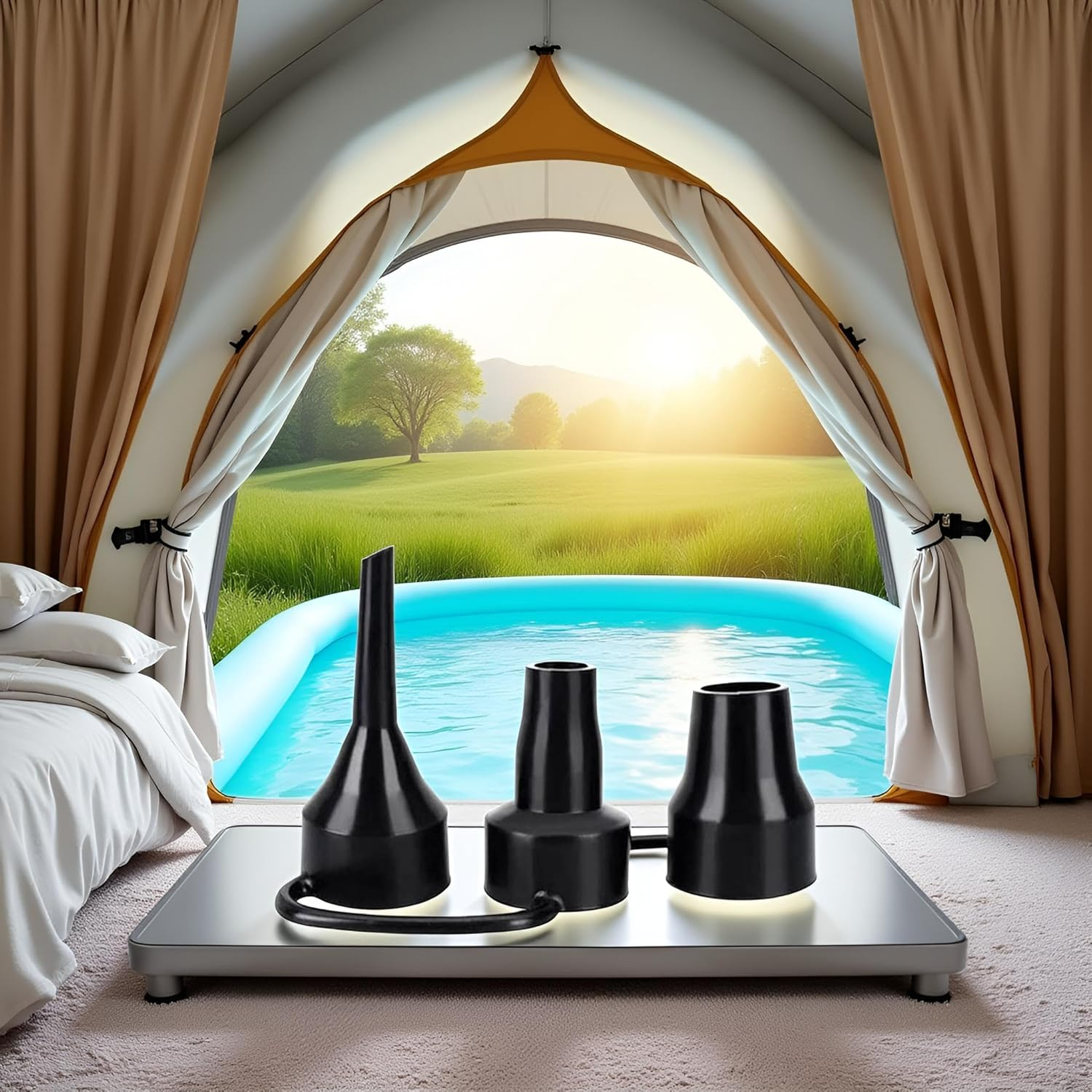 Air Pump Replacement Nozzles, Plastic Pump Nozzles, 3 Sizes Inflatable Pump Head, Air Pump Inflator Adaptor Accessory for Partial Air Bed, Air Mattress Air Mattress image number 1