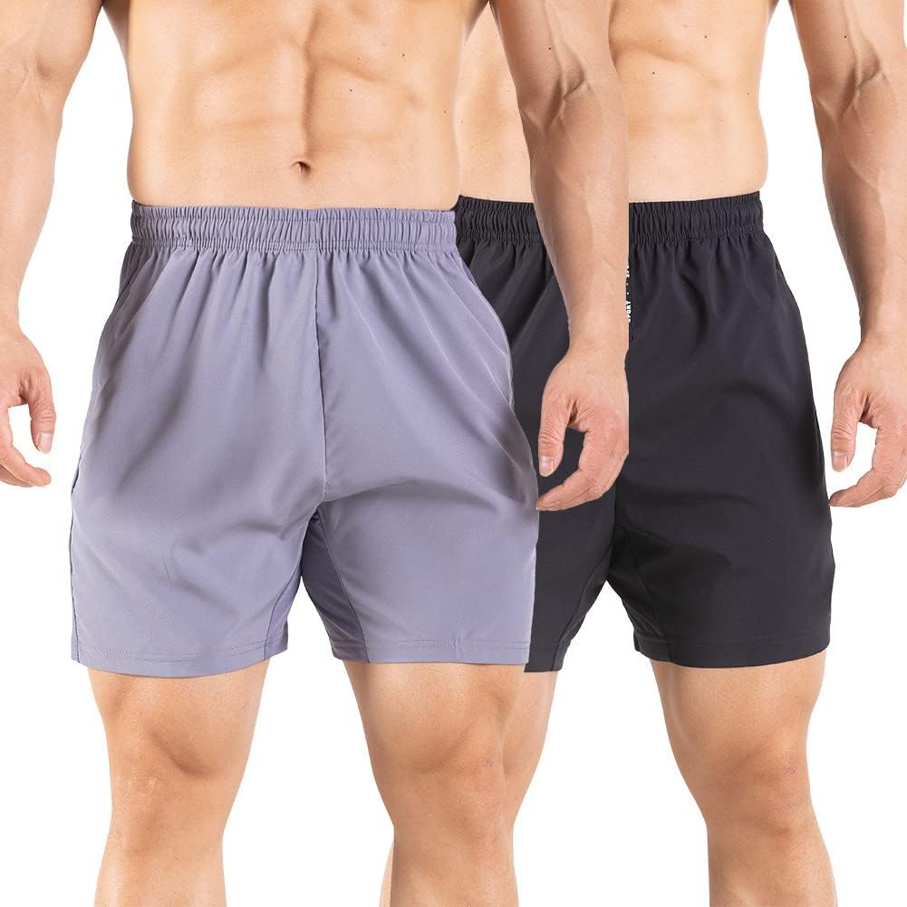 Gaglg Men'S 5" Running Shorts 2 Pack Quick Dry Athletic Workout Gym Shorts with Zipper Pockets image number 6