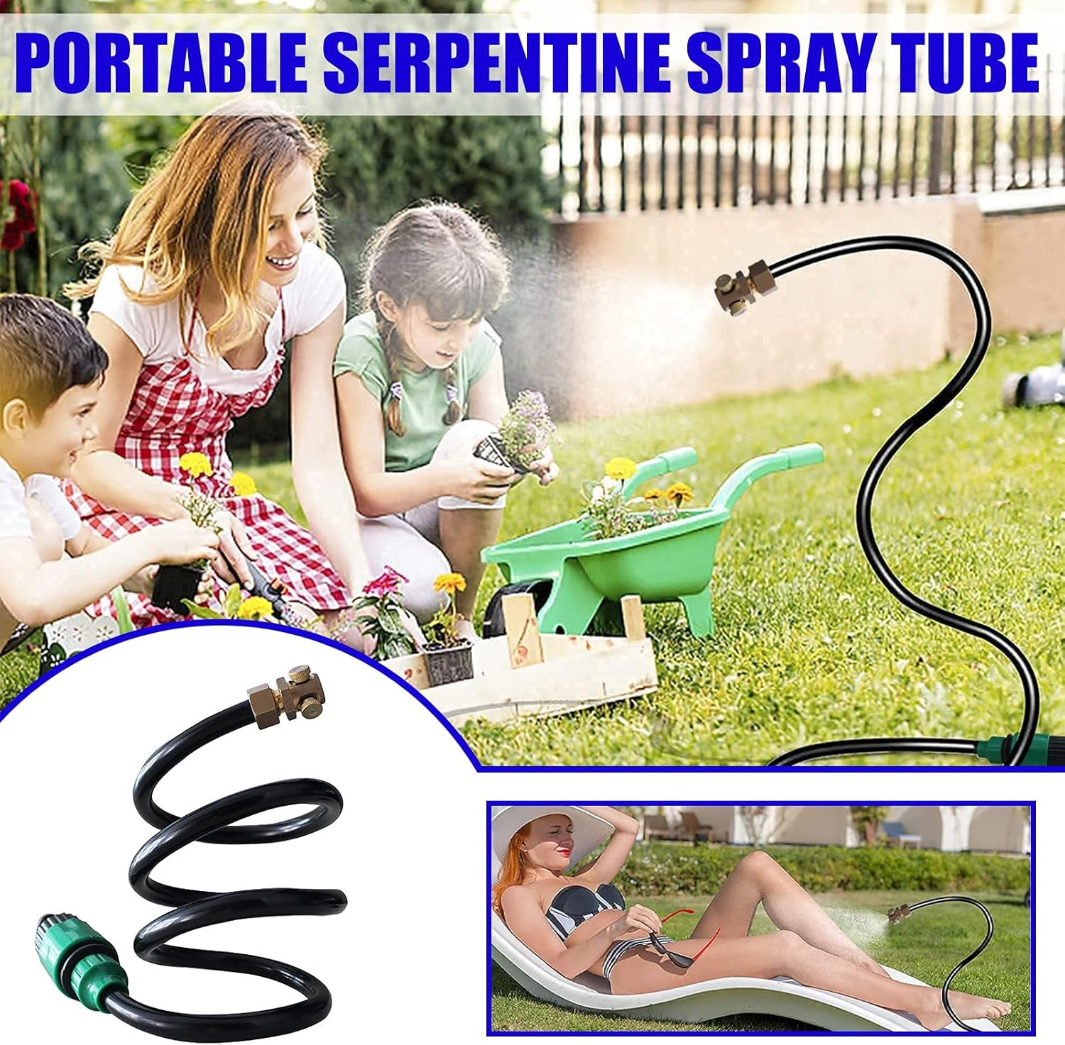 Misters for outside Patio, Outdoor Mist Sprinklers Hose Cooling System, Garden, Plants, Hummingbird, Pool, Birds, Greenhouse, Fan, Umbrella, Backyard, Personal/Portable Misting image number 5
