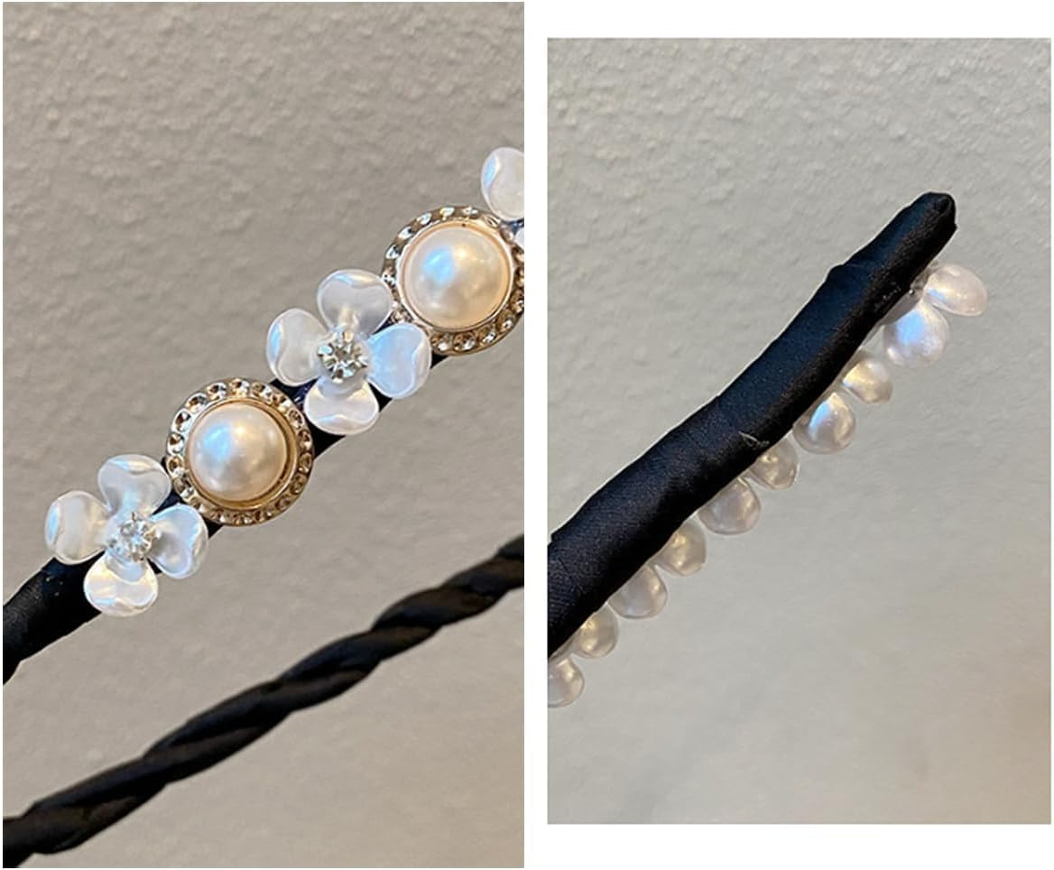 OHEETU 4Pcs Women Magic Hair Bun Maker French Hairstyle Hair Twist Curler with Pearl and Flower Buns Shaper Donut Bun Maker Elegant DIY Hair Styling Accessories for Women Girls image number 3