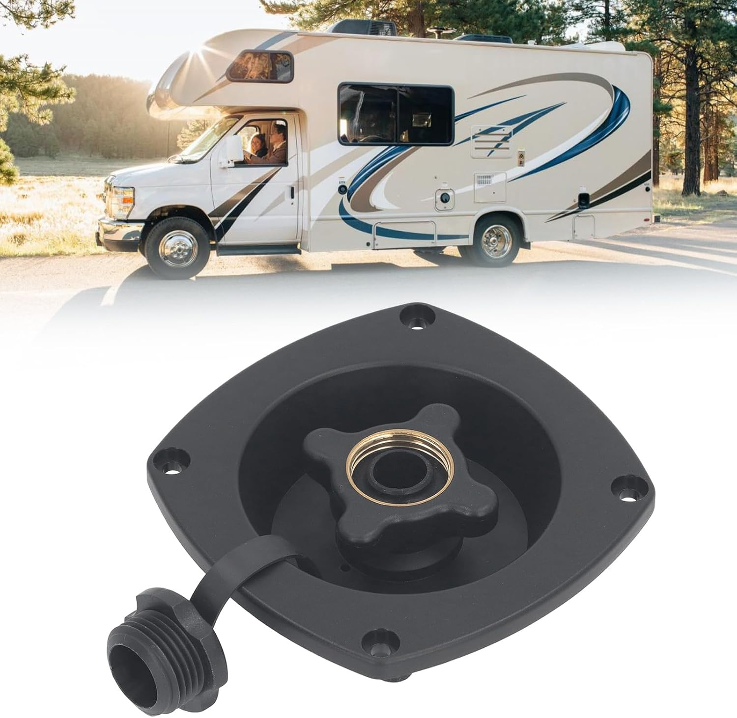 RV City Water Inlet, Wall Mounted Filler Pressure Regulator RV Water Connection Inlet with Dust Plug, RV Water Inlet for Marine Motorhome Trailer (Black) image number 6