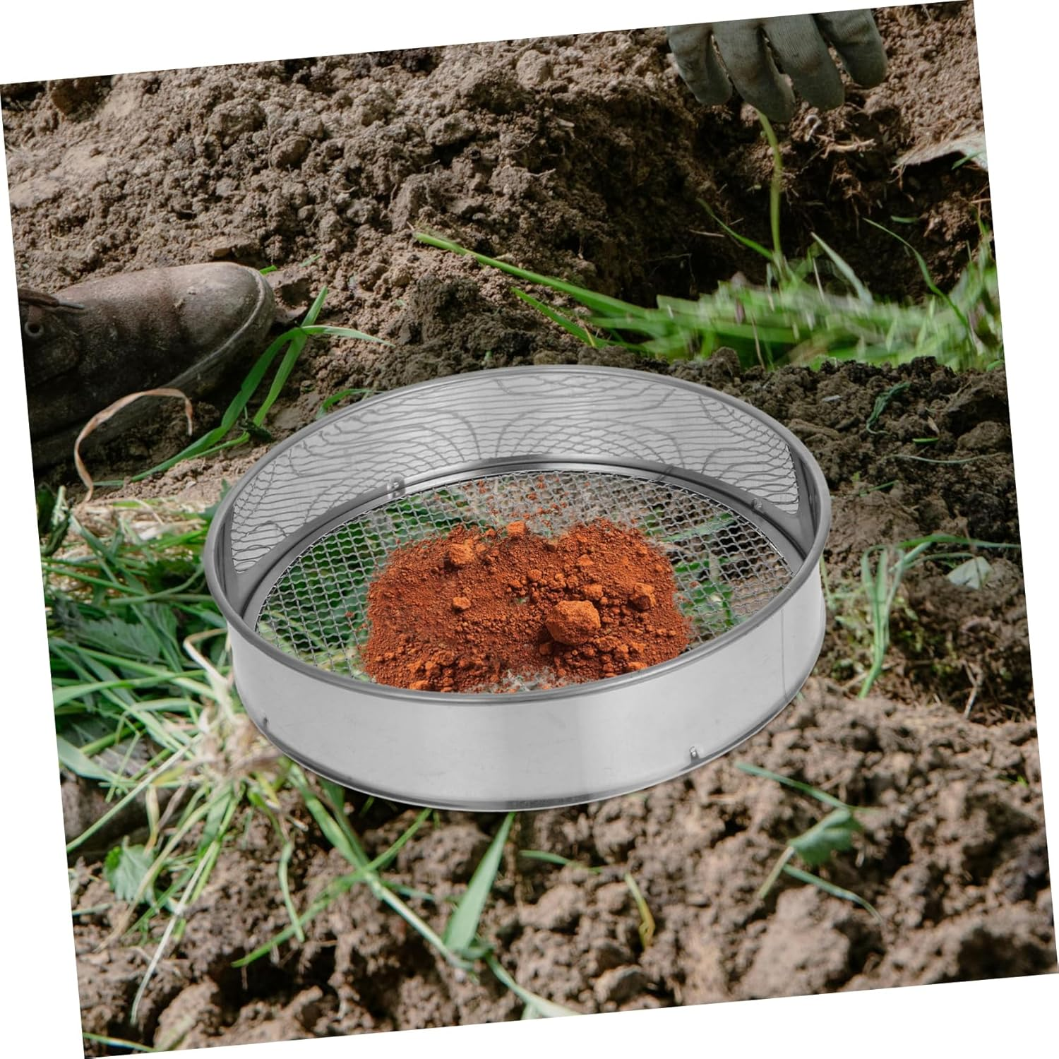 OFFSCH Garden Soil Sifter Sieve Mesh Sifter for Rocks Handheld Soil Sieve Essential Gardening Tool image number 6