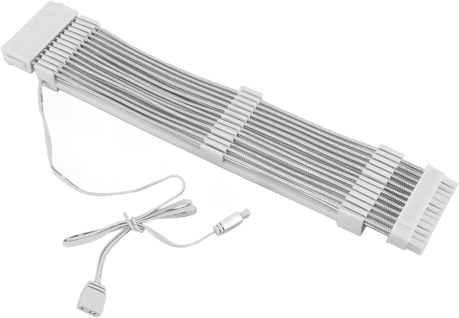 RASTKY RGB Power Extension Cable - Addressable 5V 3 Pin Synchronized ARGB PSU Extension Cable for Desktop Computer - 18AWG, Programmable Colorful Light Effects, Compatible with Aura, (24PIN image number 5