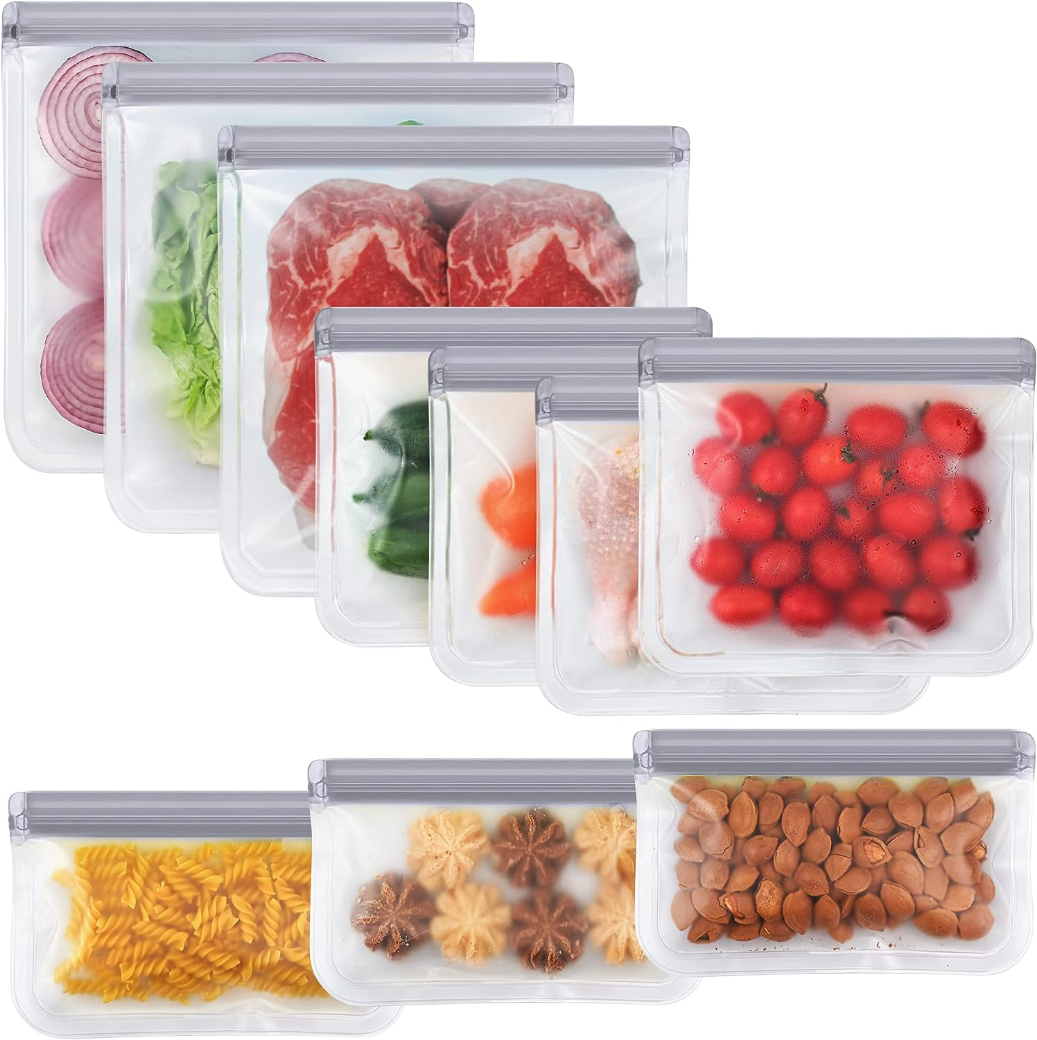 10 Pack Reusable Sandwich Bags, Reusable Silicone Bags Food Storage Bags, Freezer Bag Home Fridge Kitchen Organization and Storage Lunch Meal Prep Sandwich Containers