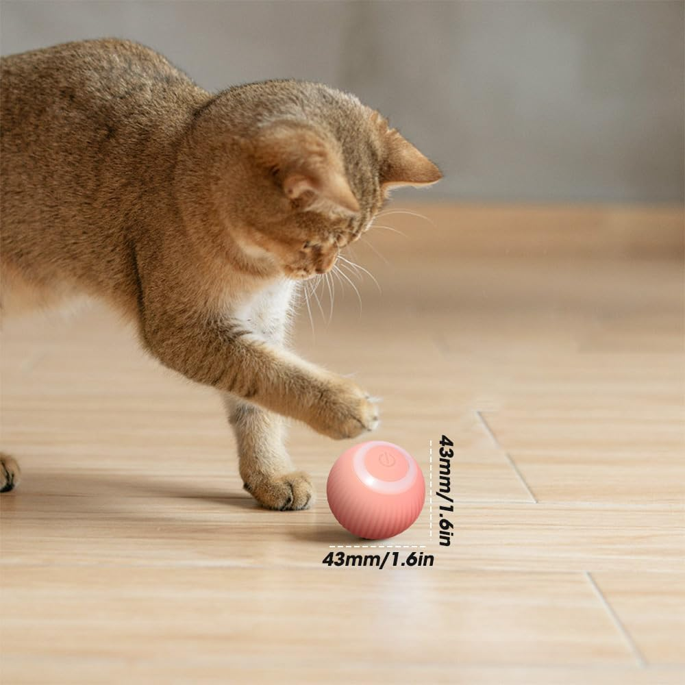 Simulated Interactive Hunting Cat Toy, Gertar Cat Toy, Interactive Cat Toy Ball, Automatic Moving Rolling Ball for Indoor Cats (Pink Mat+Ball) - 2Pcs,Ball image number 3
