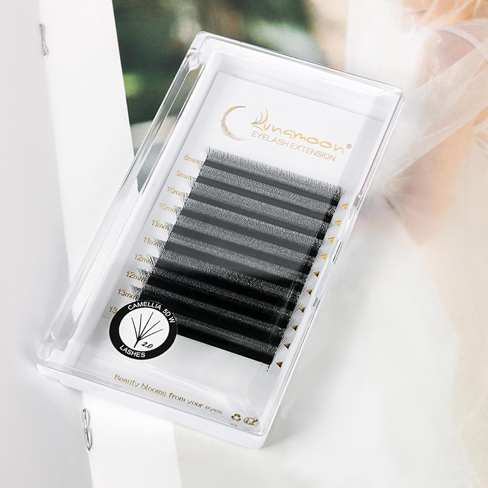 Lunamoon 5D Eyelash Extensions, W Eyelashes, Self-Fanning Lash, Ready-To-Use Fan Eyelash Extensions, Russian Volume Eyelashes, Premade Fan Lashes (Camellia5D-0.07C/8-15 Mm) image number 3