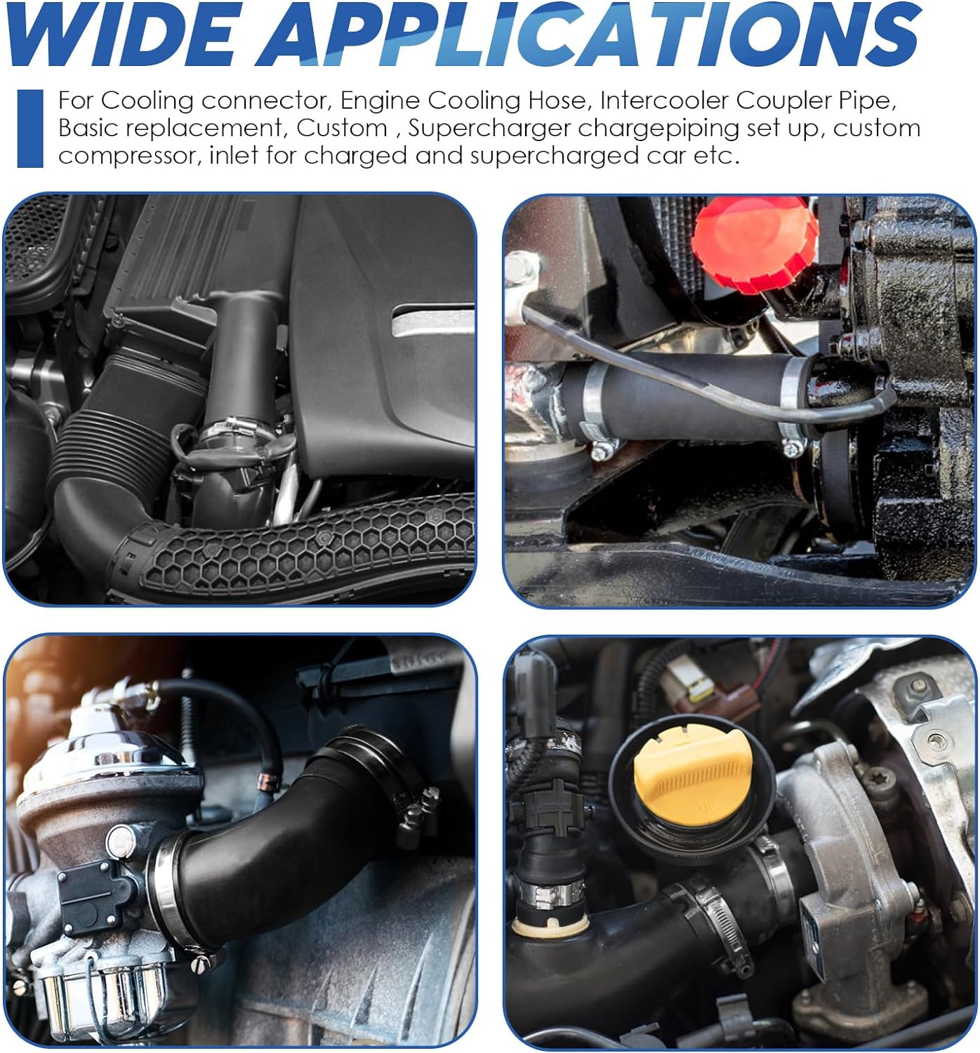 Glarks 7Pcs 90 Degree Elbow Coupler Silicone Hose Set Includes 1Pcs ID 4In 4-Ply High Performance Coupler Silicone Hose 2Pcs 4.2-4.5In T-Bolt Clamp 4Pcs M6 Hex Nut image number 2