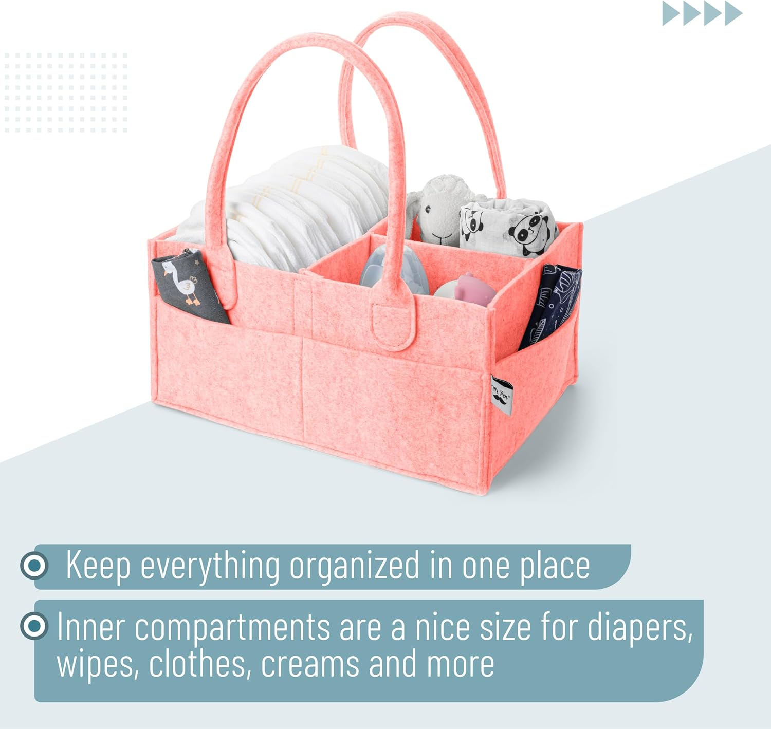Mr. Pen- Baby Diaper Caddy Organizer, Car Caddy, Portable Organizer for Changing Table, Nursery, Pink Color image number 5