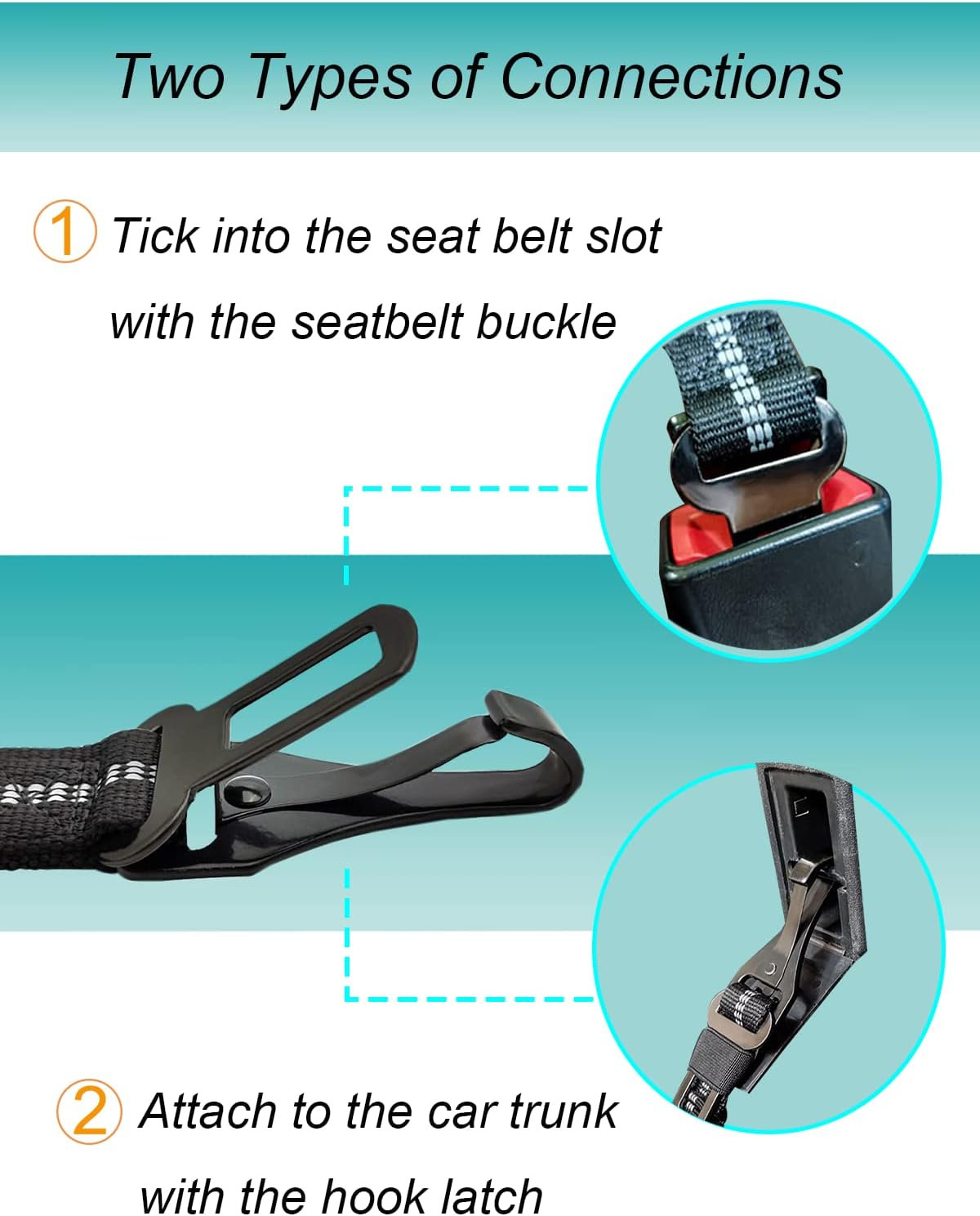 Dog Seat Belt, Universal Safety Harness for Dogs with Improved Carabiner, Adjustable Wiring Harness for Dogs with Anti-Shock Buffer (Lite) image number 4