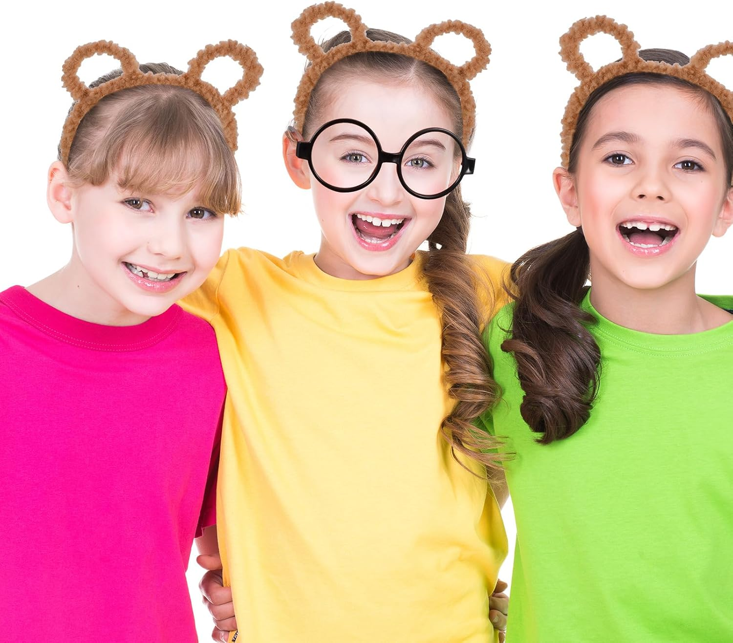 8 Pcs Chipmunks Costumes Set Include 3 Pcs Chipmunk Ears Headband,3 Pairs Soccer Socks,1 Piece Black round Frame Glasses and 1 Red Cap for Adults Teens World Book Day Party image number 1