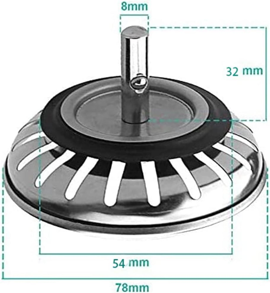 JZS Kitchen Sink Strainer and Stopper Combo Replacement, Fits Standard Drain, Kitchen Drain, Bathroom Drain, Stainless Steel Basket with Rubber Stopper Bottom,3 Pack image number 2