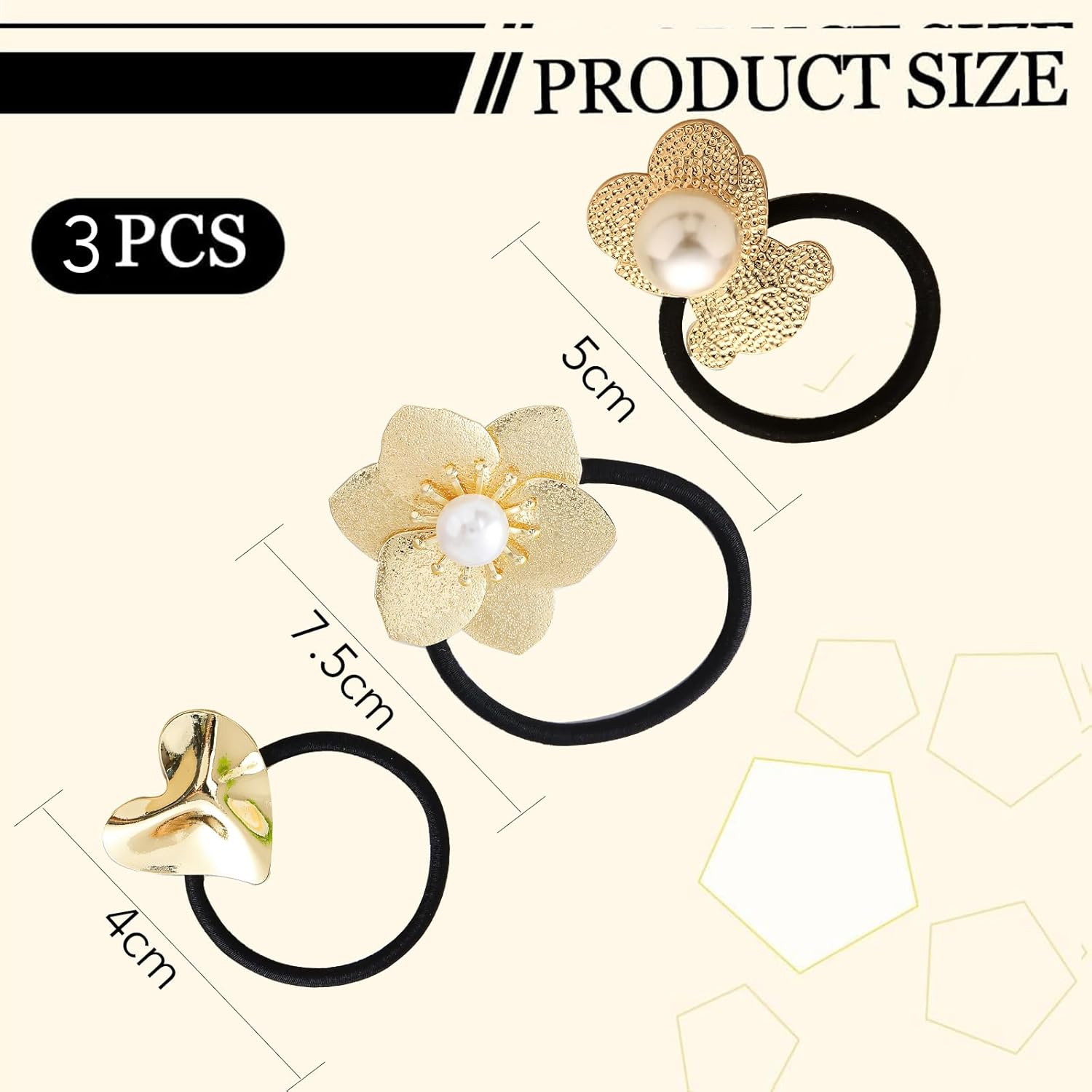 EUYKQNOI Pack of 3 Hair Accessories Gold Hair Accessories, Metal Hair Cuffs for Ponytail and Elegant Hairstyles, High-Quality Hairstyle Holder for Fine Hair, Perfect Women'S Accessory for Any Occasion image number 1