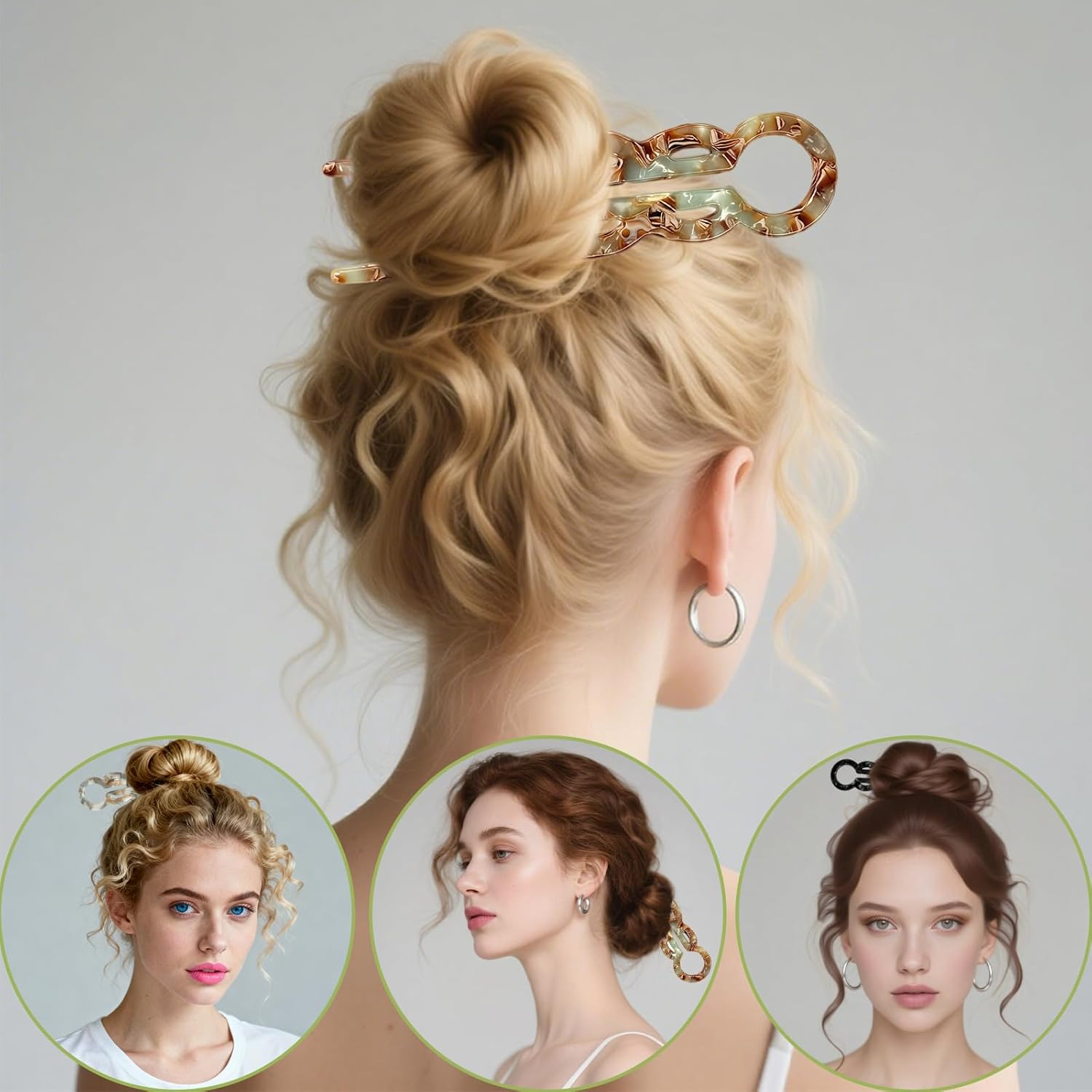 Vymoreon Prestige Lialys Hairpins, 3Pcs U-Shaped Hair Clips for Women and Girls image number 4