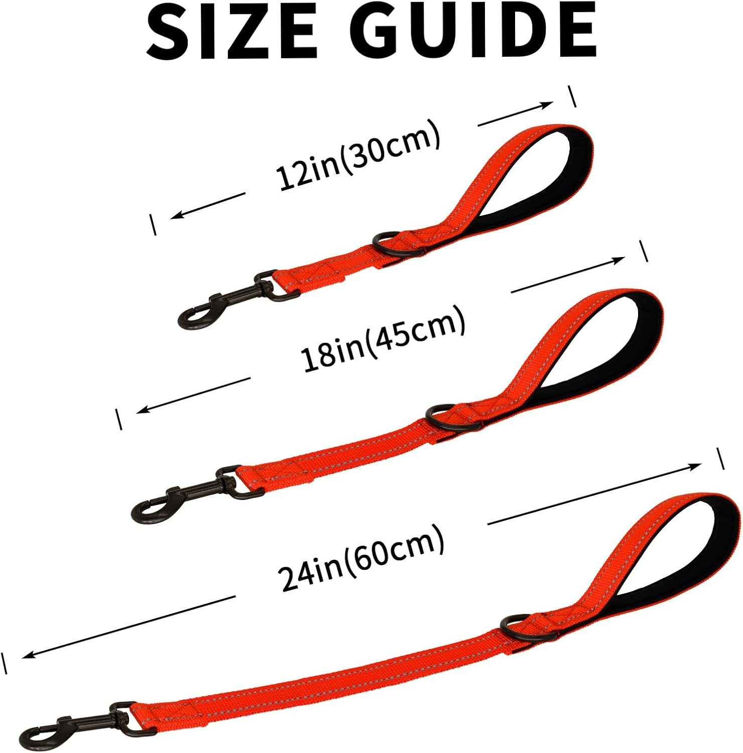 Giecoon Short Dog Leash, Reflective Traffic Leash with Padded Handle, 1 FT Nylon Training Leashes for Small Meidum Large Dogs, Orange - Purple image number 6