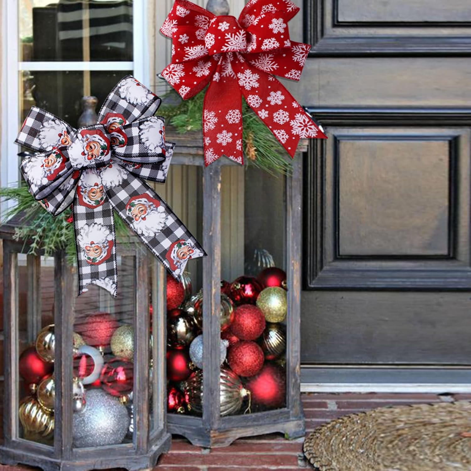 Vloso Christmas Ribbon Wired 2.5 Inch, 6 Roll 30 Yards - Santa, Snowman, Snowflake, Buffalo Plaid for Wreaths, Bows, Decor, DIY Crafts image number 3