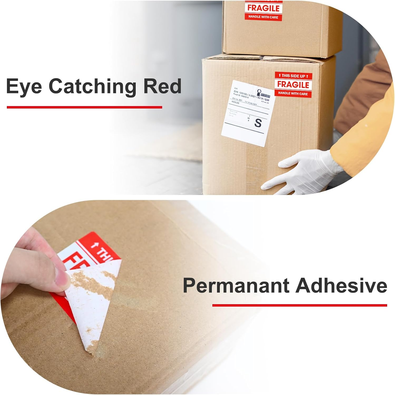 L LIKED 2"X 3" Fragile Stickers 500 Labels per Roll Strong Adhesive (Handle with Care,This Side Up) Labels for Shipping and Moving