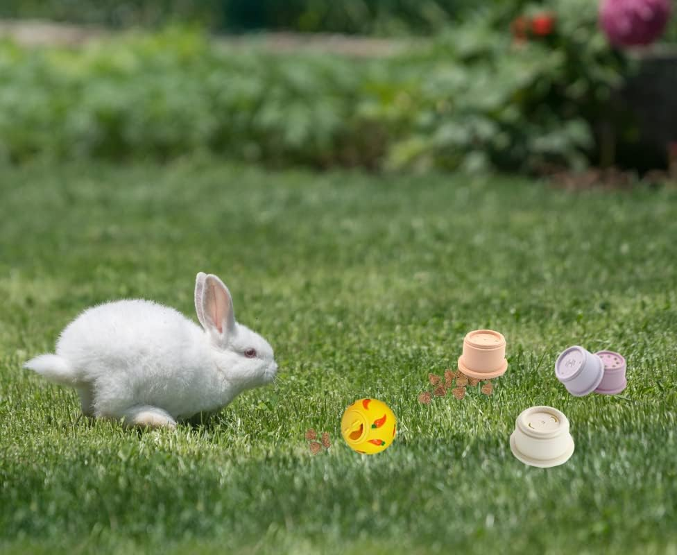 Tkocisa 9 PCS Bunny Stacking Cups, Stacking Cups for Rabbits Stack up Bunny Cups Toys Rabbit Food Dispenser for Rabbits Bunny Small Animals image number 1