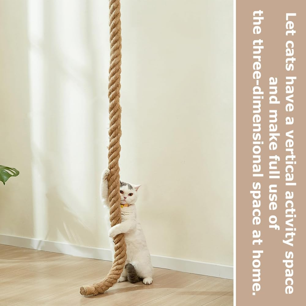 Cat Climbing Rope,Cats Scratching Jute Rope, with Hook,Kitten Scratching Strand,Kitty Entertainment Supplies,Wall Mounted Kitten Climb String,For Indoor Home Pets,Kitling