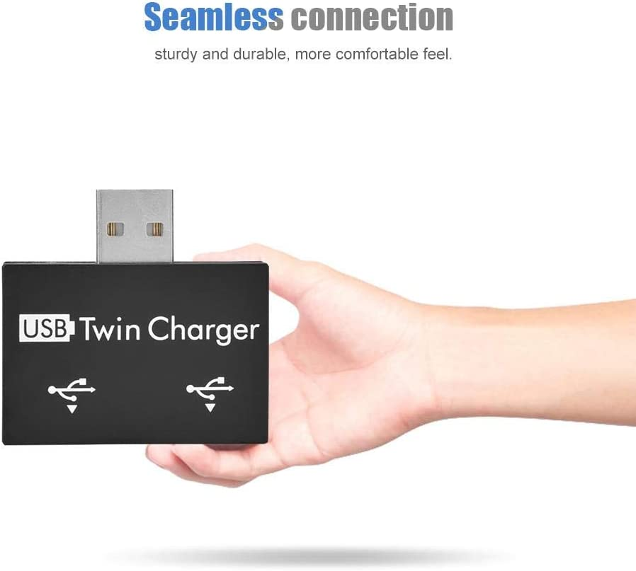 Bewinner USB2.0 Hub, Aluminum Alloy + PC Small/Portable/Rugged/Durable/Transparent Connection Adapter Converter Separator with Two USB Ports-Connected to a USB Dock(Black)