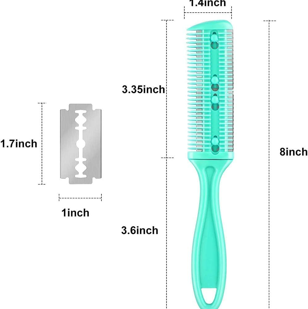 Loogujuzao 3Pcs Hair Cutting Comb Set with 10 Razors,Professional Double Edge Razor & Thinning Comb for Slim Haircuts, DIY Barber Tools, Precision Styling & Texturizing Ideal for Home & Salon Use