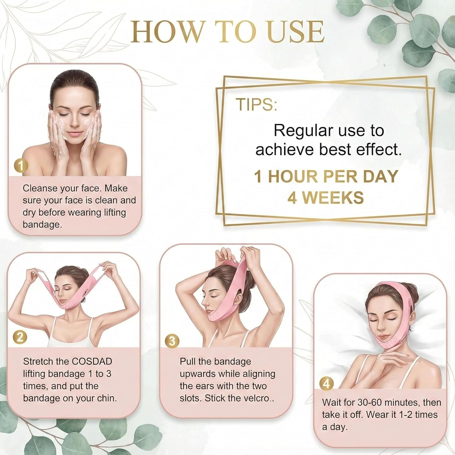 IMTKOOCO Reusable Double Chin Reducer, Face Lift Tape - Face Slimming Strap Chin Strap for Women Breathable Comfortable V Lifting Mask with Innovative Lifting Technology One Fits All